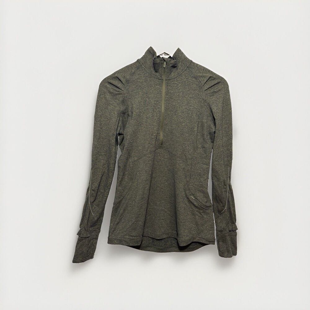 Lululemon Extra Mile 1/2 Zip Pullover Womens 6 Heathered Utilitarian Green